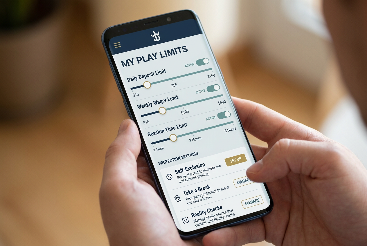 Uživatelské rozhraní nastavení limitů pro zodpovědné hraní v mobilní aplikaci