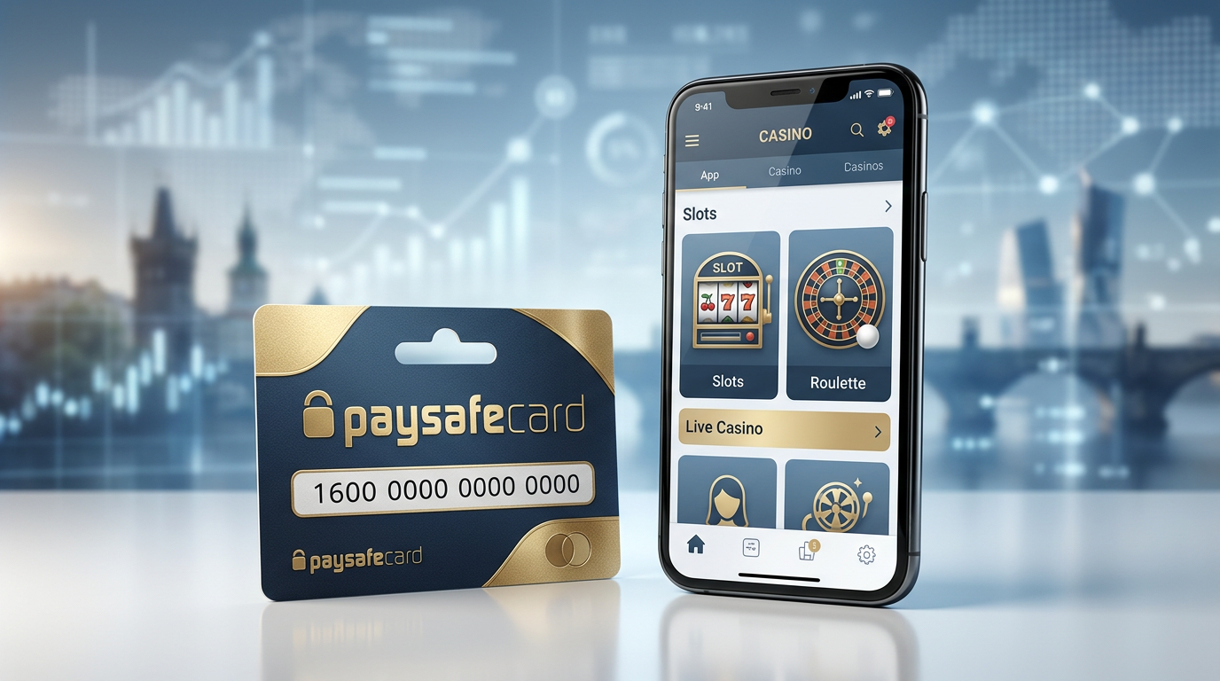 Prémiová předplacená karta Paysafecard u smartphonu s aplikací casina